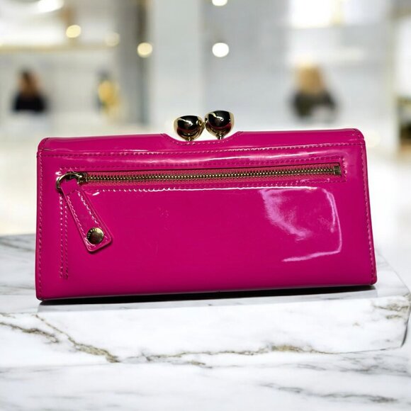 Ted Baker Fuchsia Patent Leather Clutch Wallet - Picture 2 of 7
